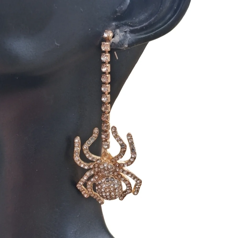 Piper K Crystal Spider Drop Earrings | Halloween Costume or Edgy Everyday